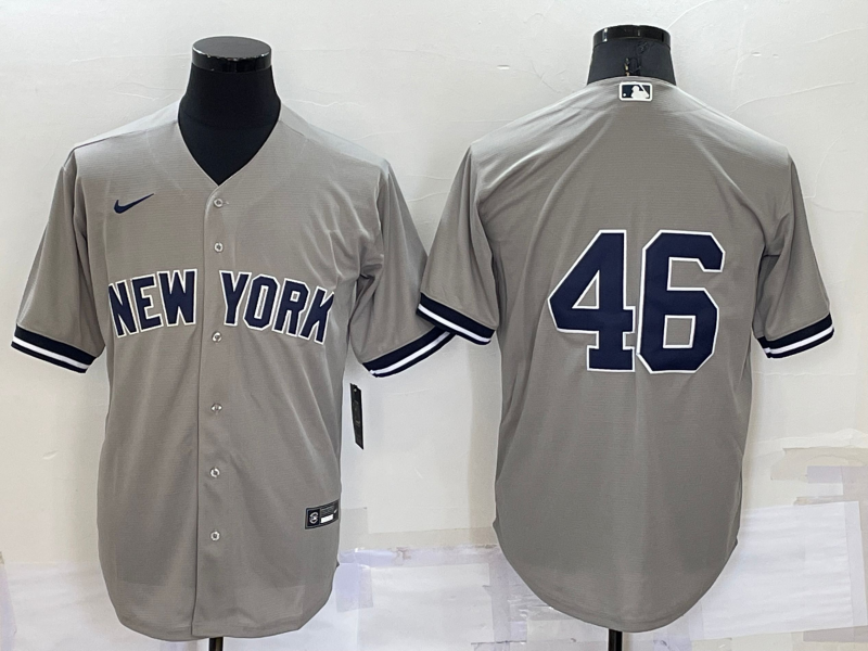 Men's New York Yankees Andy Pettitte #46 Gray Name Jersey